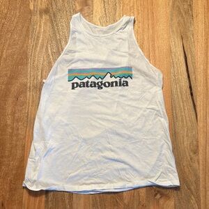 Patagonia White Tank Top with Multicolor Logo